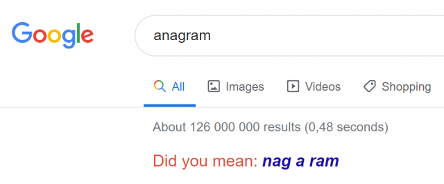 google anagram