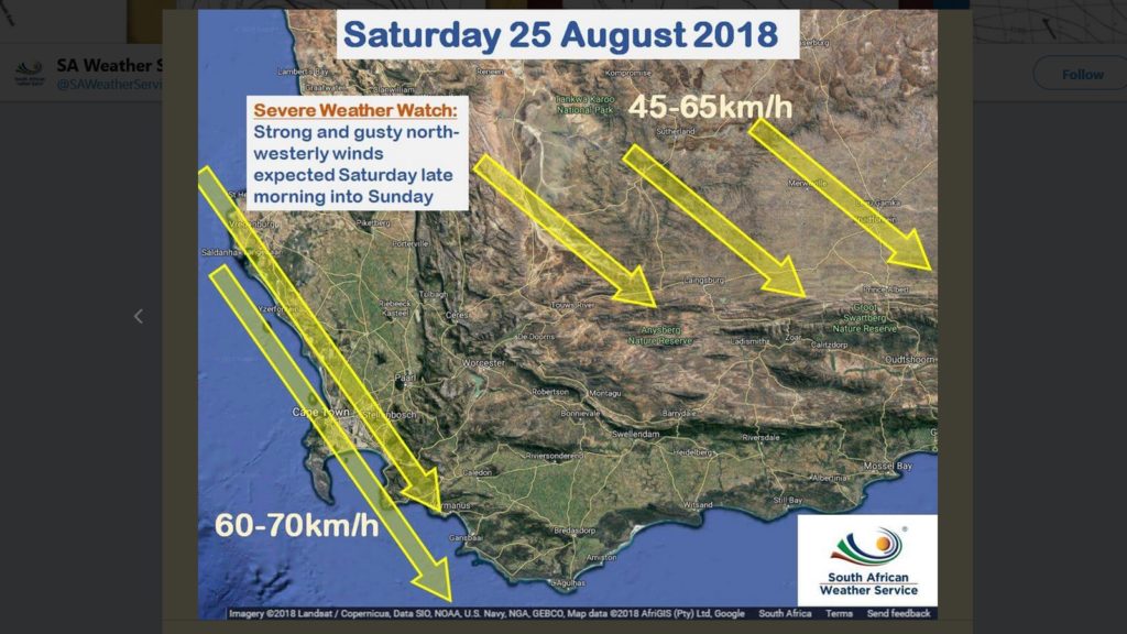 saws weather watch cape town august 25 26 twitter