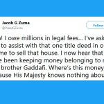jacob zuma gaddafi millions tweet