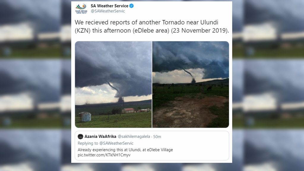 ulundi tornado saws twitter