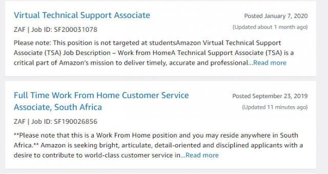 amazon work from home jobs south africa