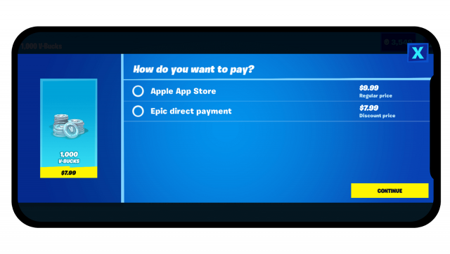 epic direct pay apple app store fortnite