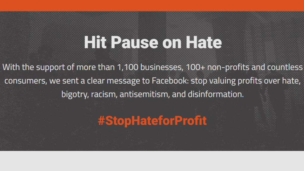 stop hate for profit facebook boycott