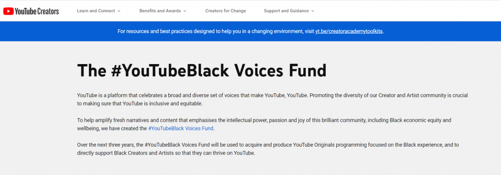 youtube creators black voices fund
