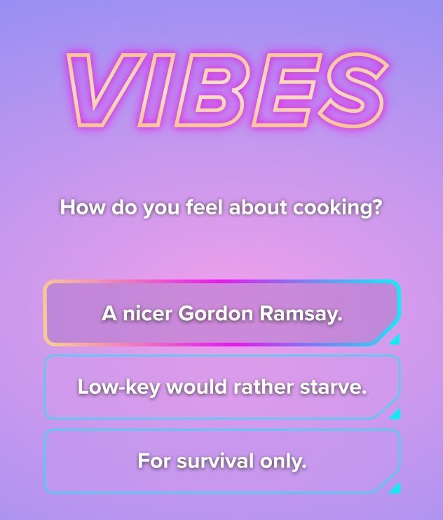 Tinder Vibes quiz app dating in-app event