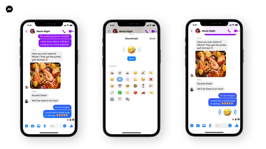 Facebook Messenger app Soundmojis emojis