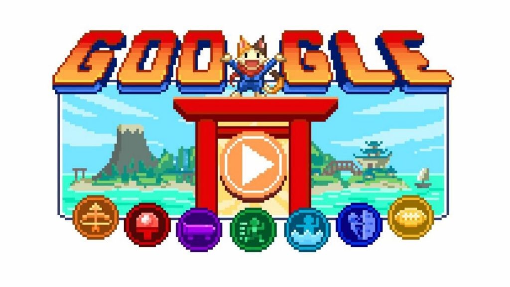Google Doodle Olympic Games Island 16-bit Lucky
