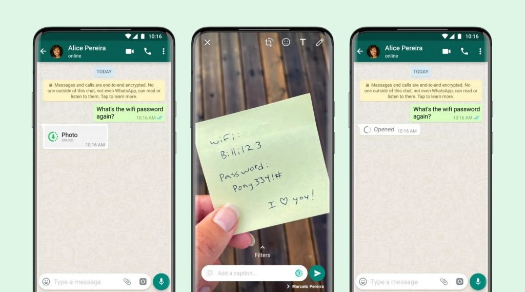 WhatsApp View Once social media instant messaging app photos videos send