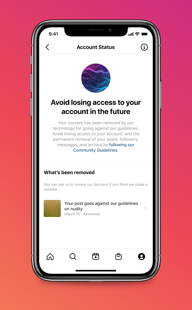 Instagram Account Status tool feature app account profile