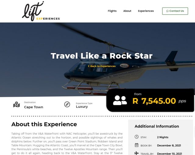 lift experiences website